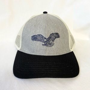 The North Face brand baseball cap adjustable gray and white with eagle snap back